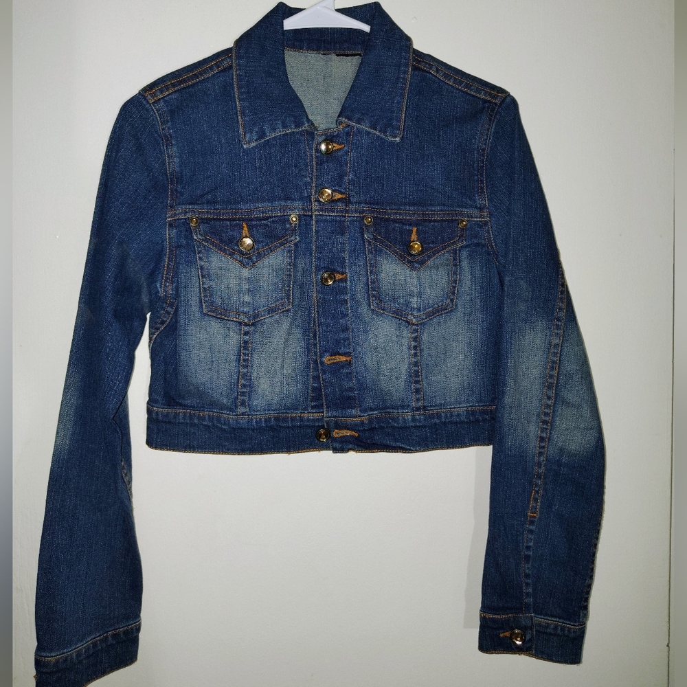 Y2K Bling Button Jean Jacket